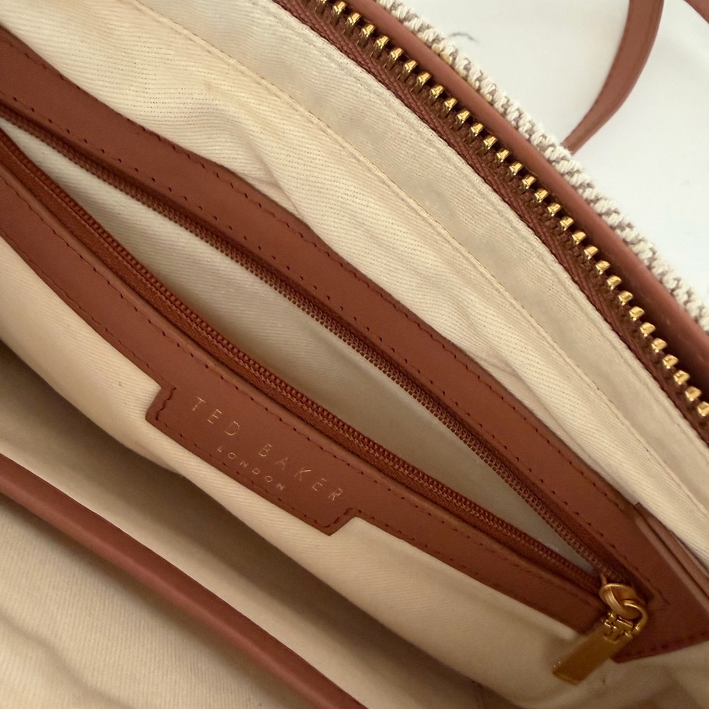Ted Baker Beige and Brown Canvas Tote Crossbody Bag - Picture 11 of 14